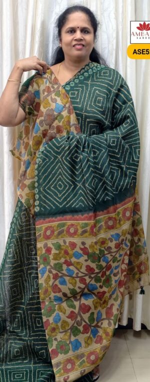 Green Color Soft Linen Cotton Saree | ASE526