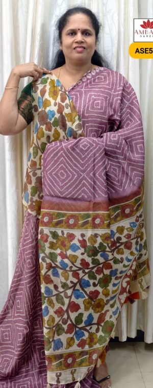 Light Lavender Color Soft Linen Cotton Saree | ASE525