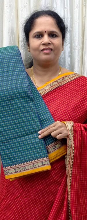 Blue With Yellow Border Narayanpet Cotton || ASE807