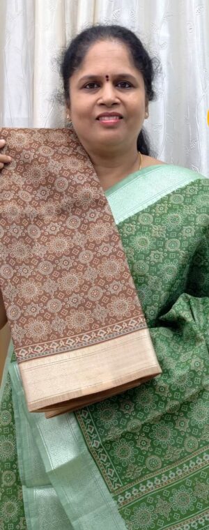 Brown color Fancy Cotton Saree | ASE628