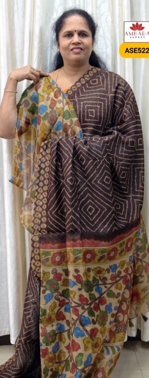 Brown Color Soft Linen Cotton Saree | ASE522