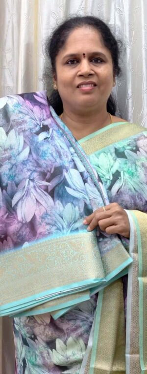 Sky Blue Chiffon Saree with Zari Border & Motifs | ASA808
