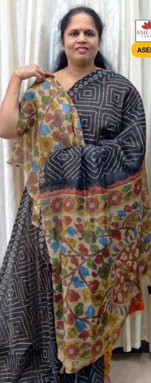 Black Color Soft Linen Cotton Saree | ASE531