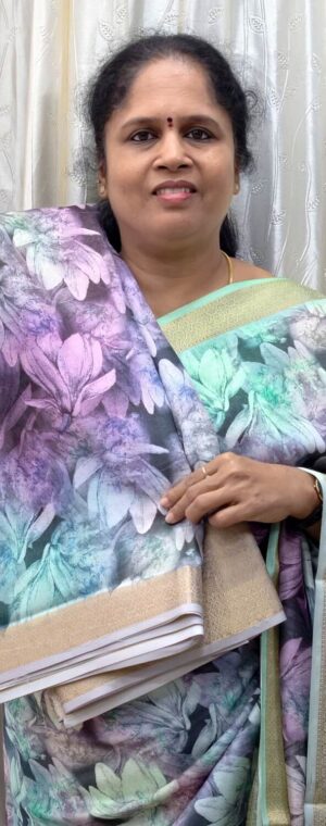 Lavender Chiffon Saree with Zari Border & Motifs | ASA812