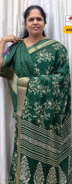 Green Color Semi Dola Crepe Saree | ASD768