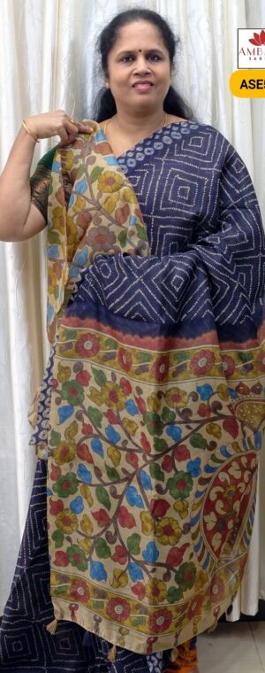 Ink Blue Color Soft Linen Cotton Saree | ASE533