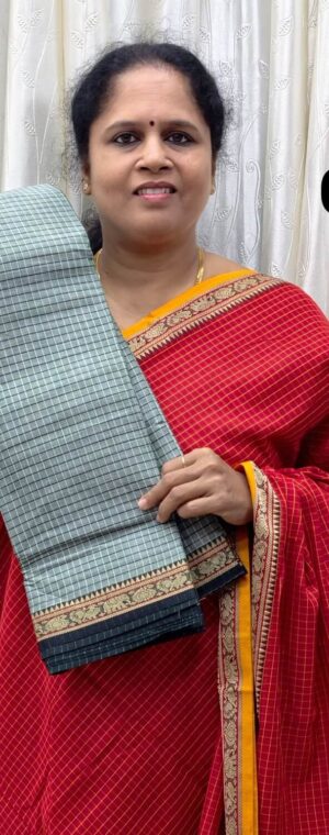 Grey With Black Border Narayanpet Cotton || ASE813