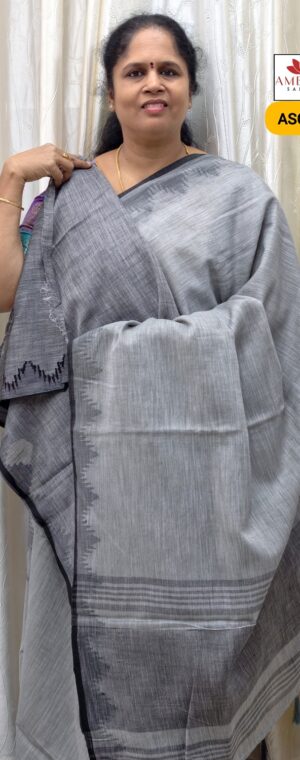 Grey Color Linen Cotton Saree | ASC658