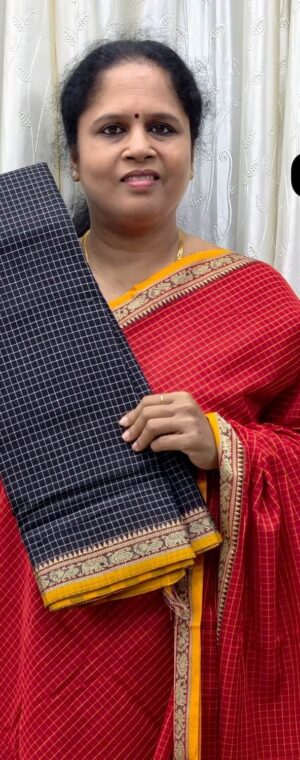 Black With Yellow Border Narayanpet Cotton || ASE810