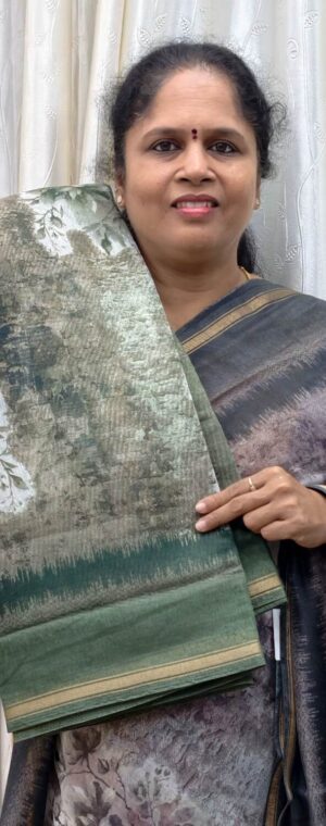 Green With Dark Green Border Fancy Cotton Saree | ASE631