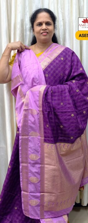 Purple With Lavender Border Soft Silk | ASE515