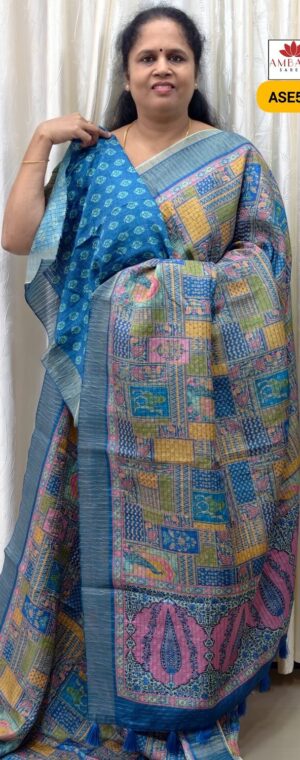 Blue Color Semi Tussar Saree | ASE553