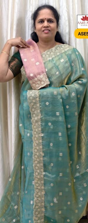 Blue Color Designer Embroidery Saree | ASE568