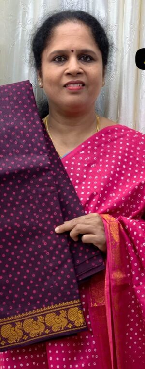 Dark Magenta Color Sungudi Cotton Saree || ASE868