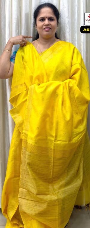 Yellow Color Semi Tussar Saree || ASE928