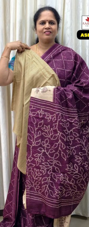Magenta Color Semi Tussar Saree || ASE908