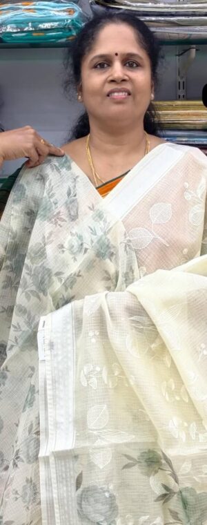 Light Yellow Kota Embroidery Saree with Blouse | ASF44