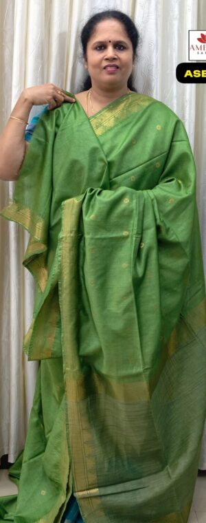 Pista Green Color Semi Tussar Saree || ASE931