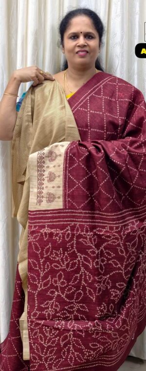 Maroon Color Semi Tussar Saree || ASE906