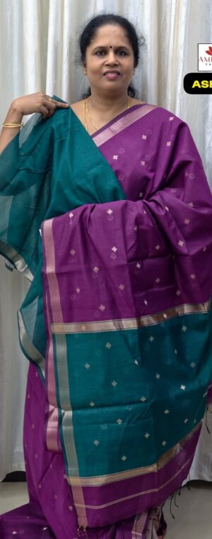 Magenta With Green Soft Cotton Saree || ASF170