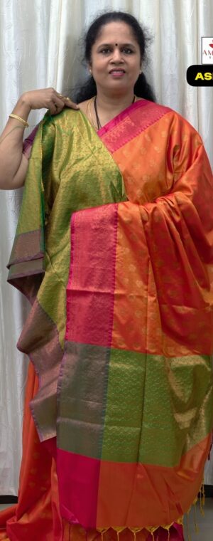 Orange Semi Soft Silk Saree With Pink Border || ASF225