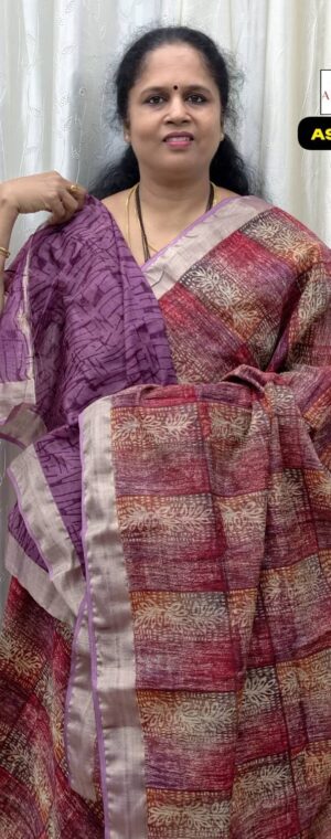 Magenta Red Printed Garima Cotton Saree with Zari Border | ASF250