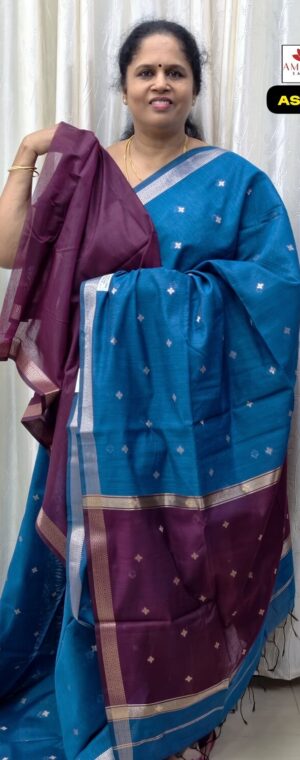 Blue With Magenta Soft Cotton Saree || ASF167