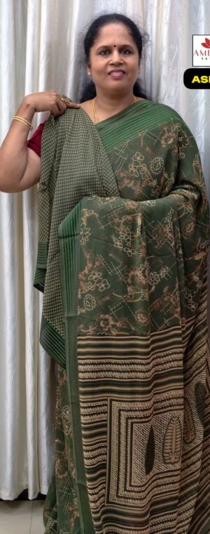 Green Color Crepe Mixed Saree || ASF177