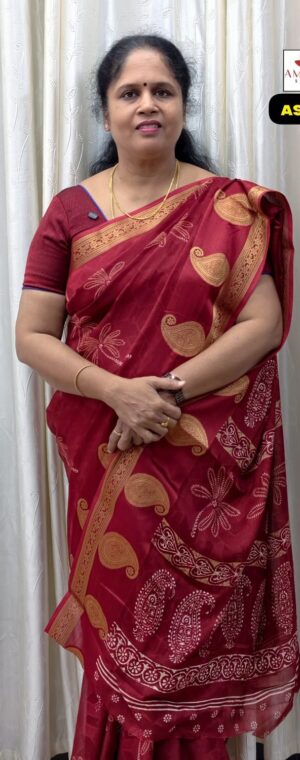 Maroon Soft Georgette Saree with Floral Print | ASF113