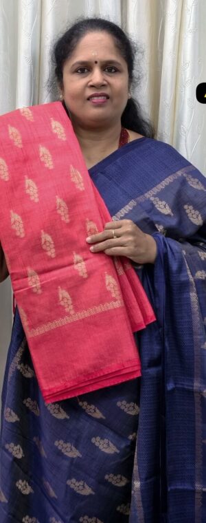 Kanagamaram Pink Semi Tussar Saree With Gold Zari Butta || ASF294