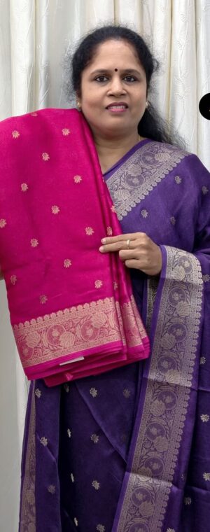 Rani Pink Soft Georgette Saree with Butta Motifs | ASF381