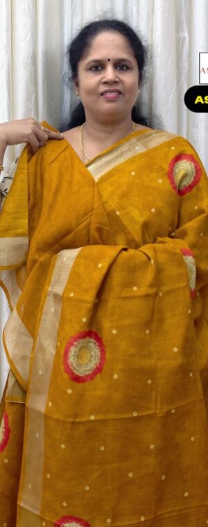 Yellow Color Soft Linen Cotton Saree | ASF497
