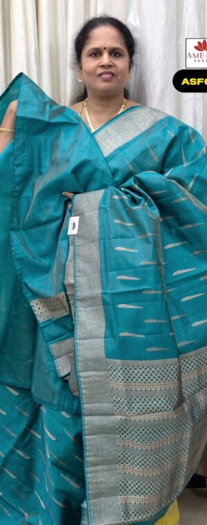 Sky Blue Geometrical Design Semi Tussar Saree | ASF602