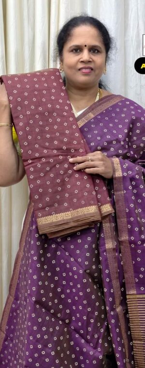 Dark Wine Butta Printed Semi Tussar Saree | ASF587