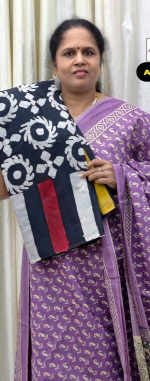 Black Printed Mul Mul Cotton Saree | ASF534