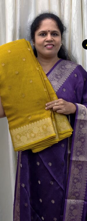 Mustard Soft Georgette Saree with Butta Motifs & Zari | ASF383
