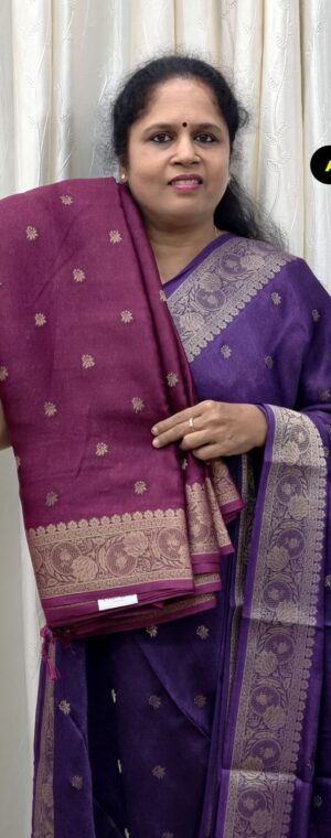 Dark Wine Soft Georgette Saree with Butta Motifs & Zari | ASF382