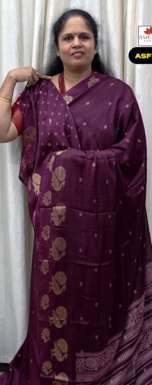 Magenta Soft Georgette Saree With Peacock Border | ASF360