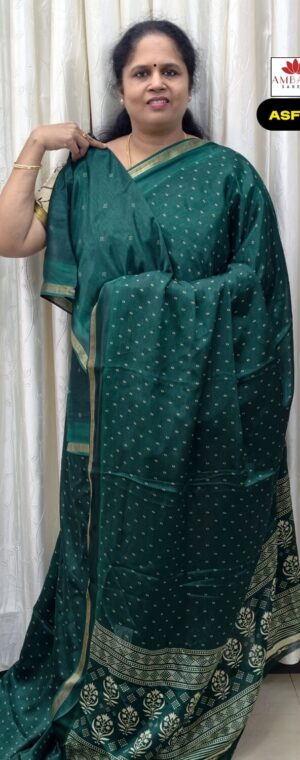 Green Color Butta Printed Semi Crepe Saree | ASF514