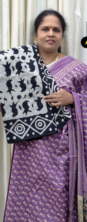 Black Printed Mul Mul Cotton Saree | ASF547