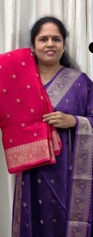 Pink Soft Georgette Saree with Butta Motifs & Zari | ASF384