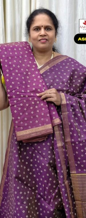 Magenta Butta Printed Semi Tussar Saree | ASF584