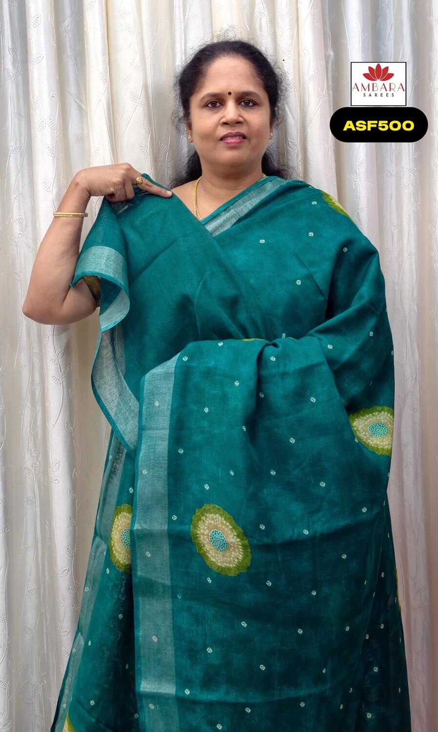 Sea Green Soft Linen Cotton Saree | ASF500