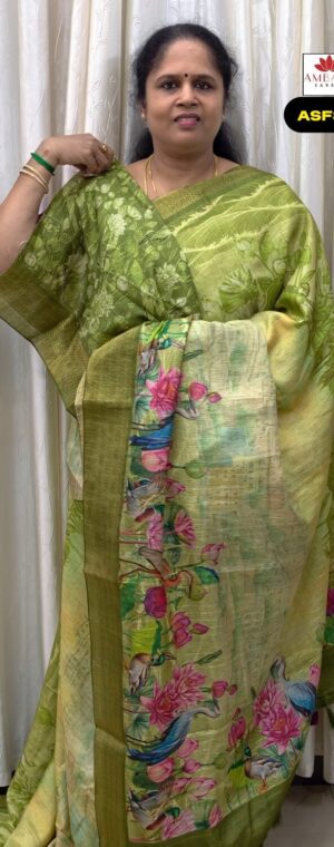 Light Green Color Crushed Semi Tussar Saree | ASF887