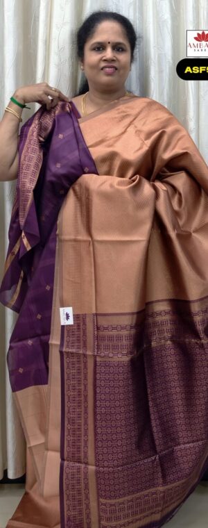 Choco With Purple Color Semi Silk Sarees | ASF521