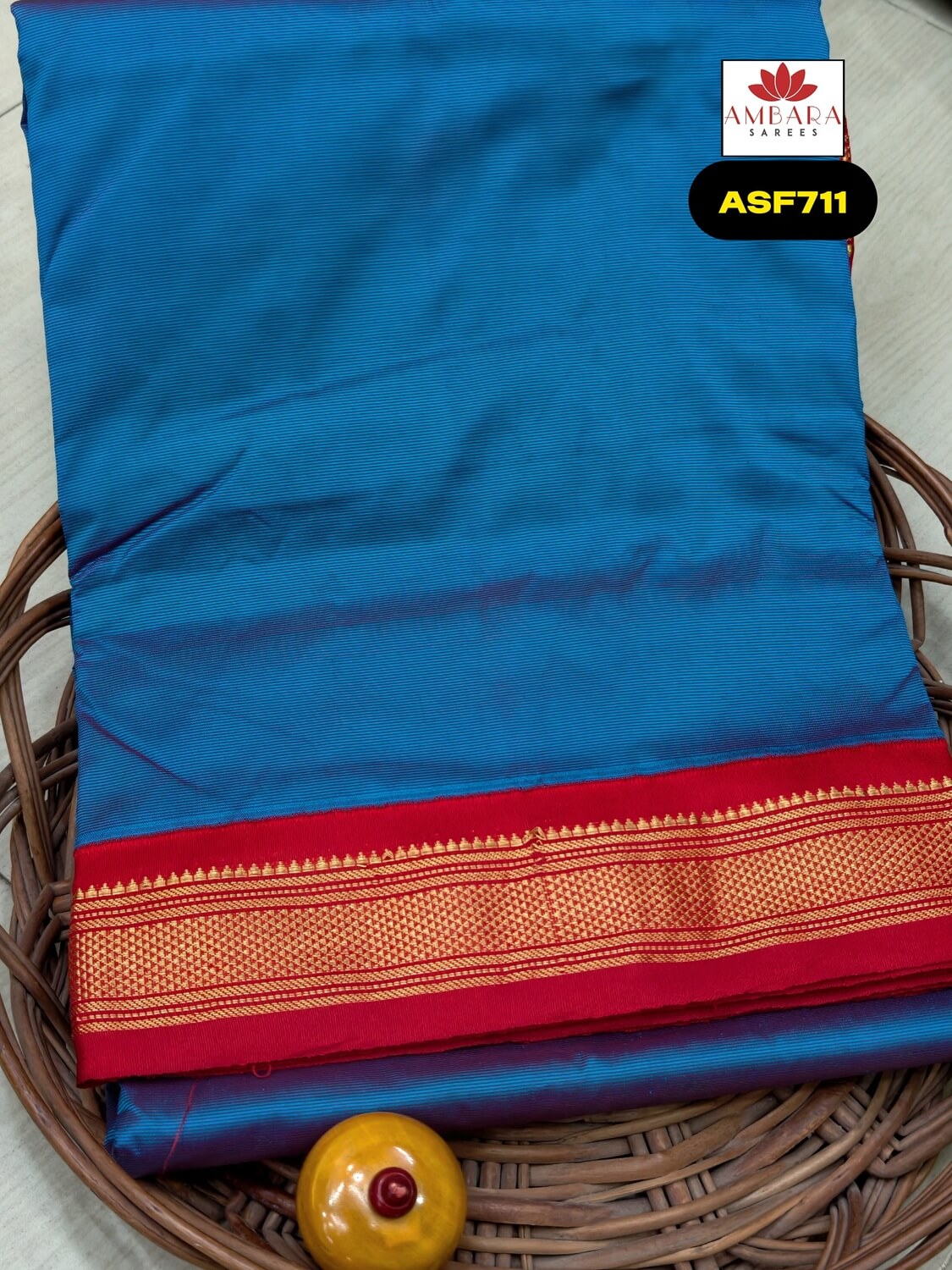 Blue Color 9 Yards Silk Mixed Saree | ASF711