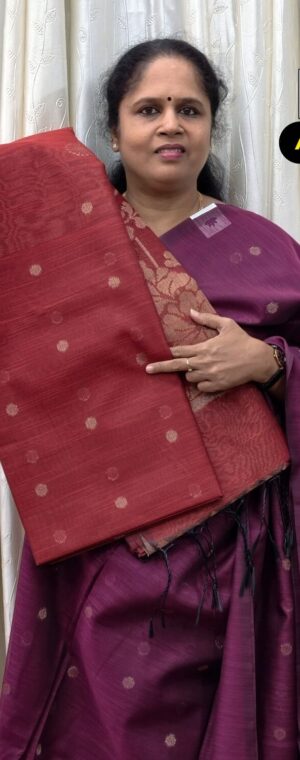 Maroon Color Borderless Banarasi Cotton Saree | ASF917