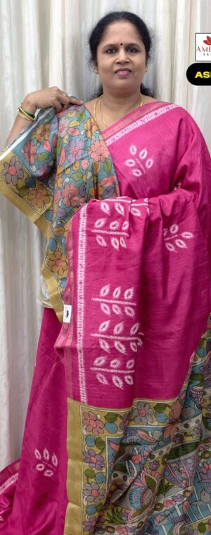 Pink Color Printed Semi Tussar Saree | ASF731