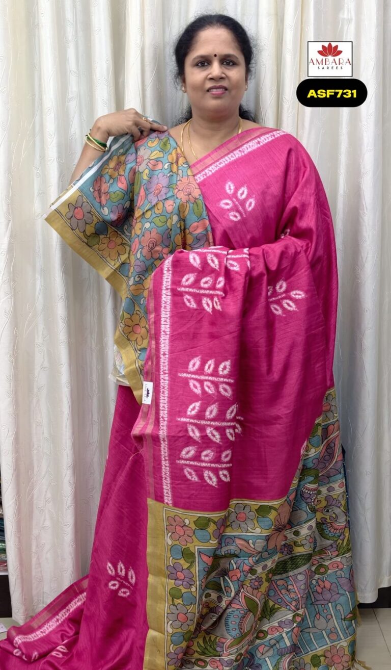 Pink Color Printed Semi Tussar Saree | ASF731