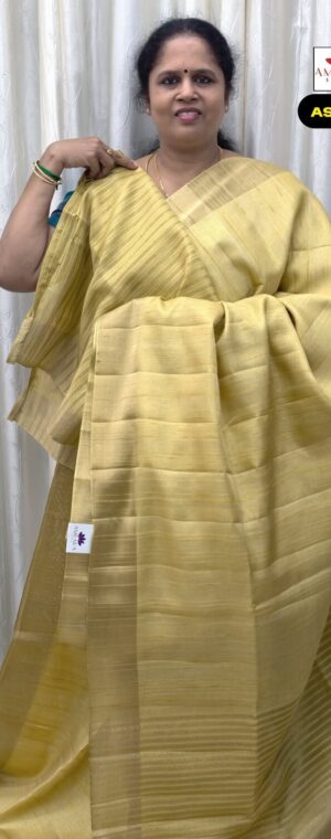 Pastel Yellow Color Semi Tussar Saree | ASF744